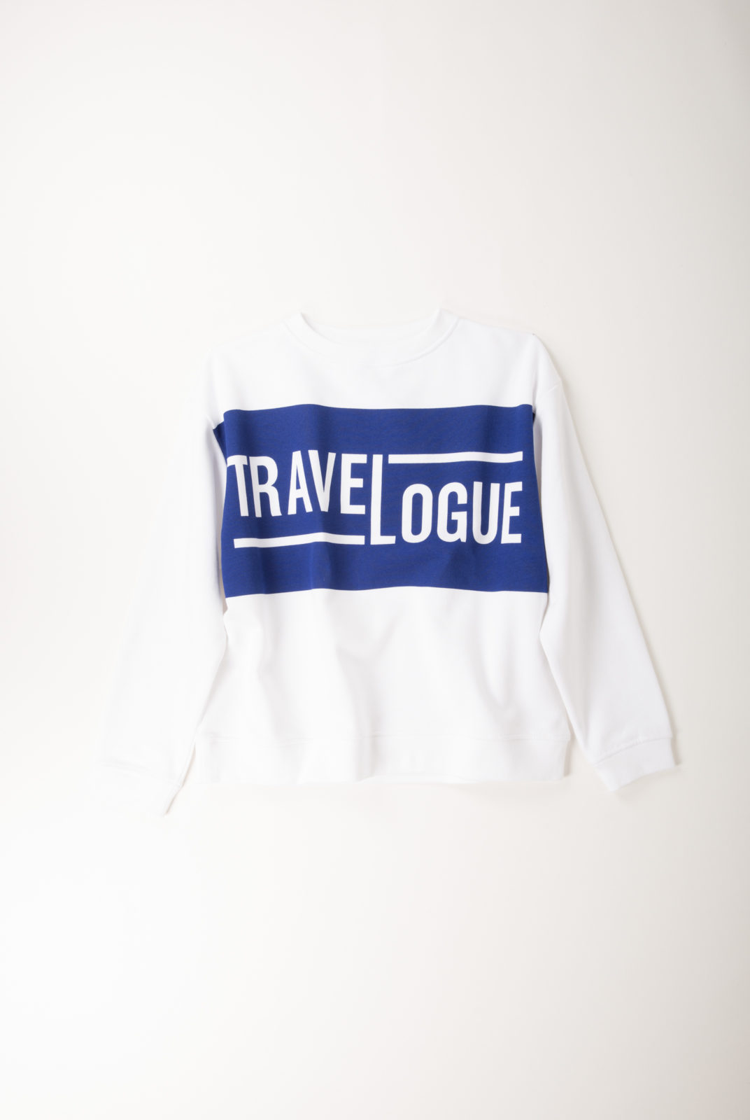 sweat, serigraphie "travelogue", molleton coton blanc, ample et féminin, roseanna